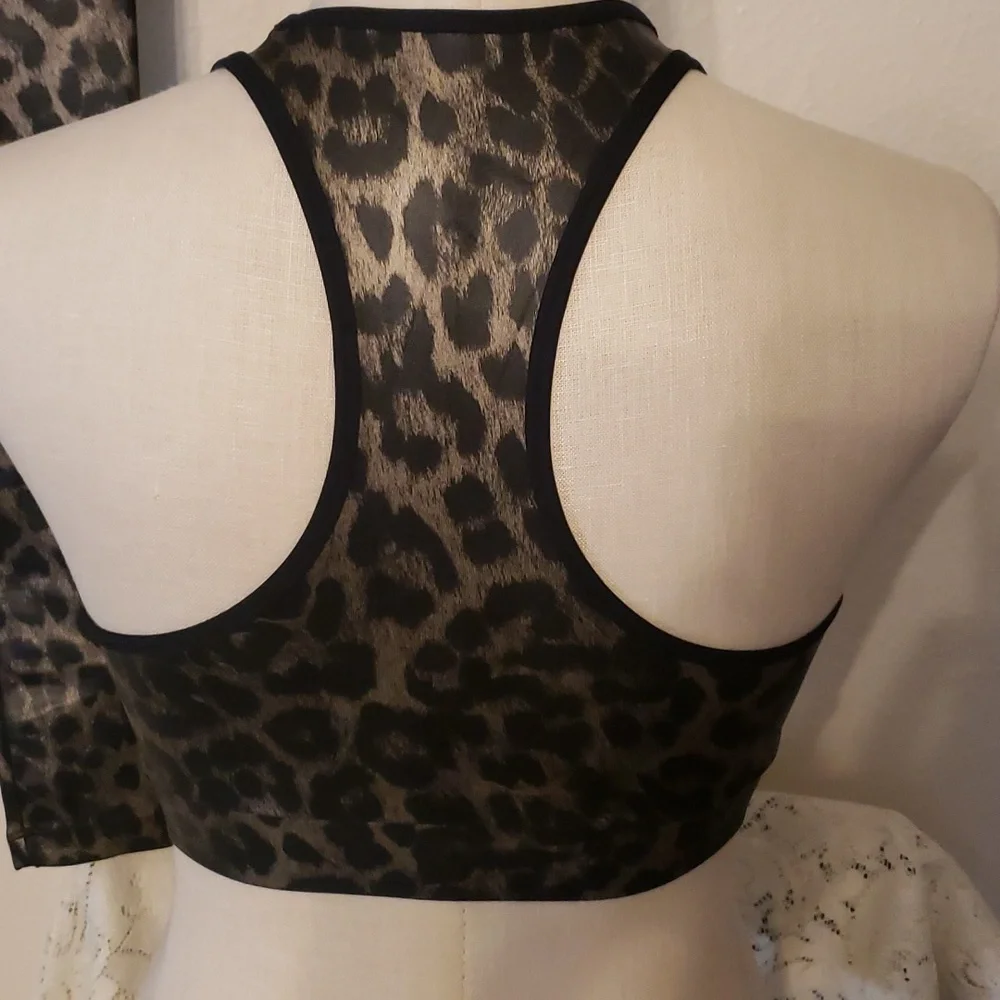 ASOS 2 Piece Set LEOPARD HIGH WAIST LEGGING AND TOP WITH MESH FRONT - Picture 7 of 11